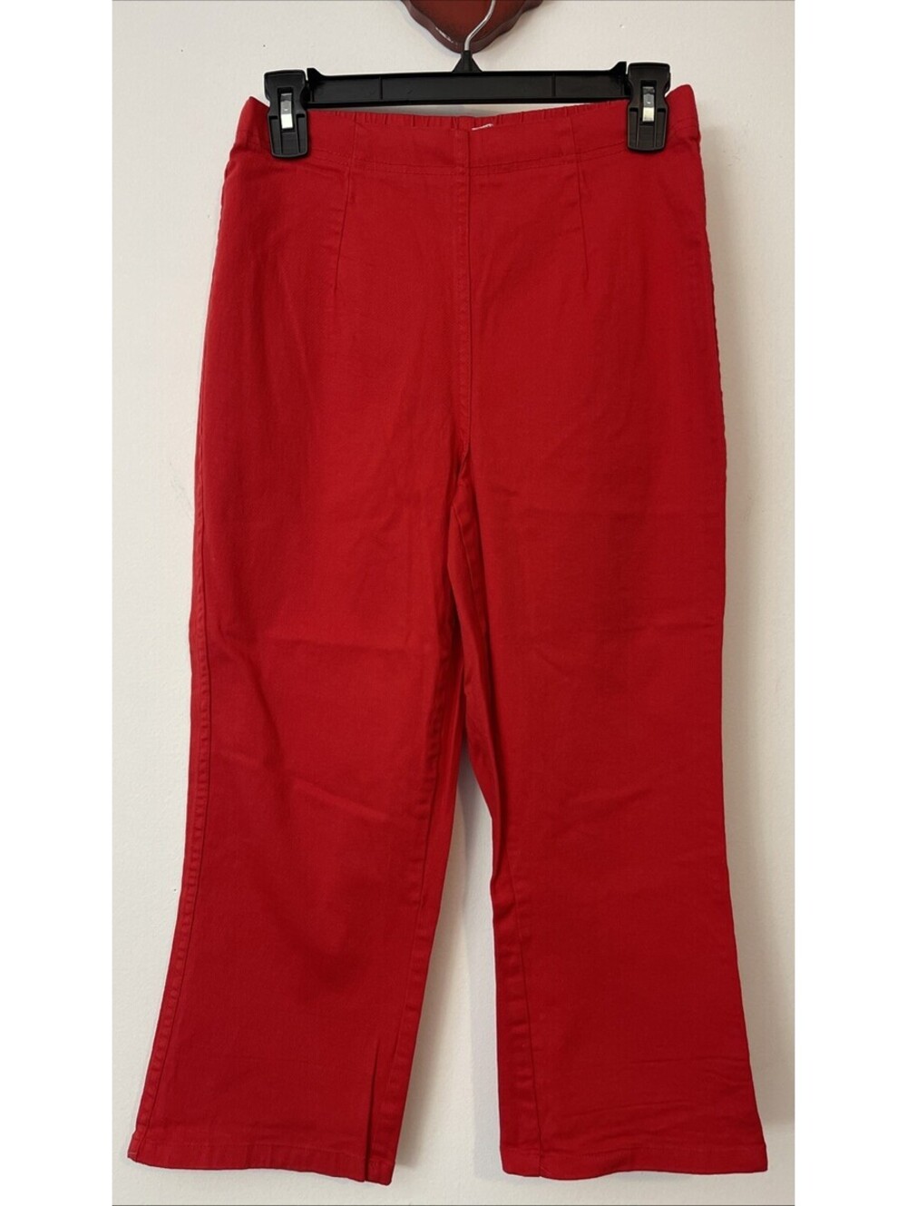 White Stag Stretch Womens Medium Red Elastic-Waist Pull-On Cotton Capri! A2184